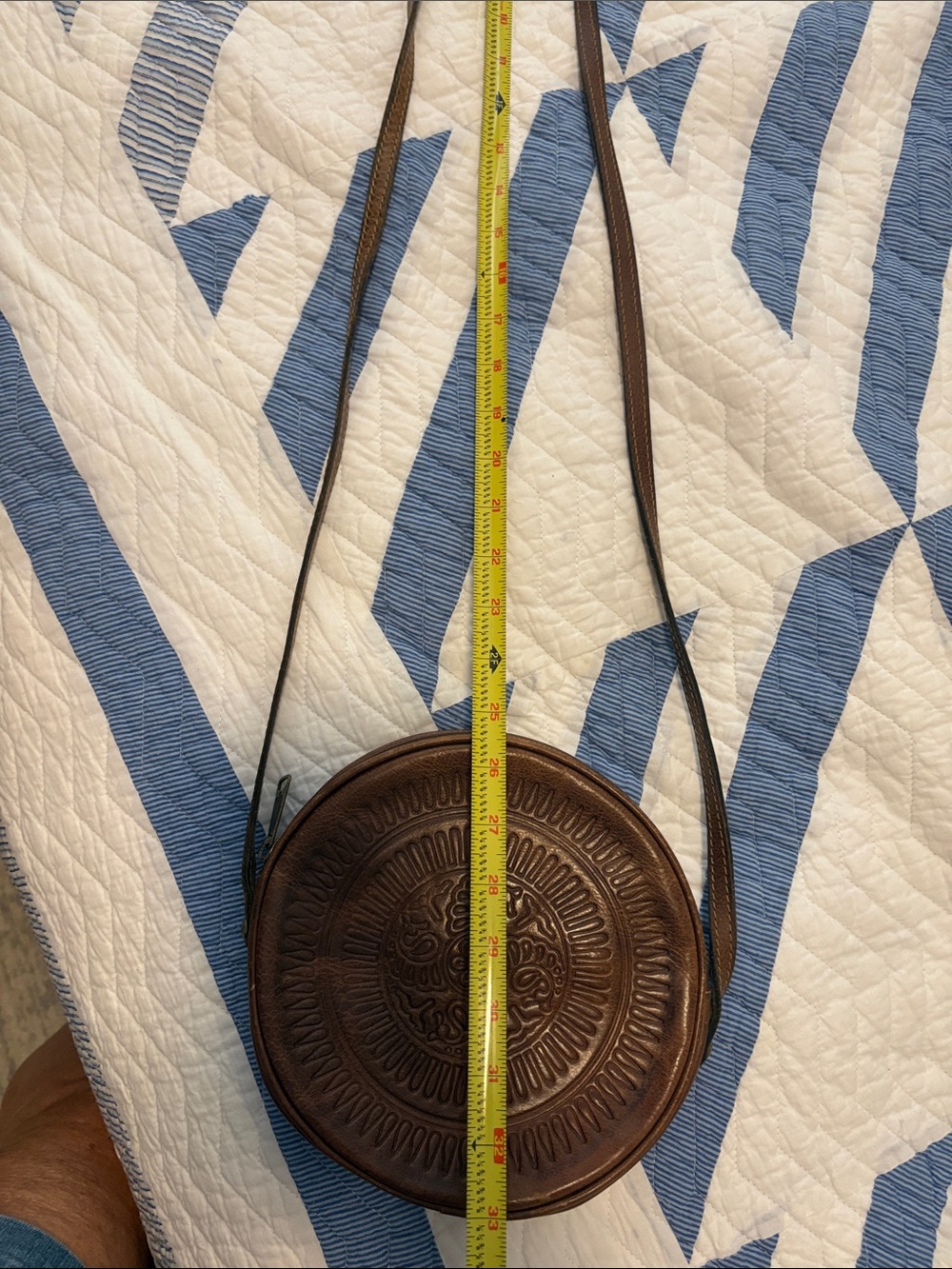 Patricia Nash Brown Embossed Leather Round Crossbody - Picture 2 of 8